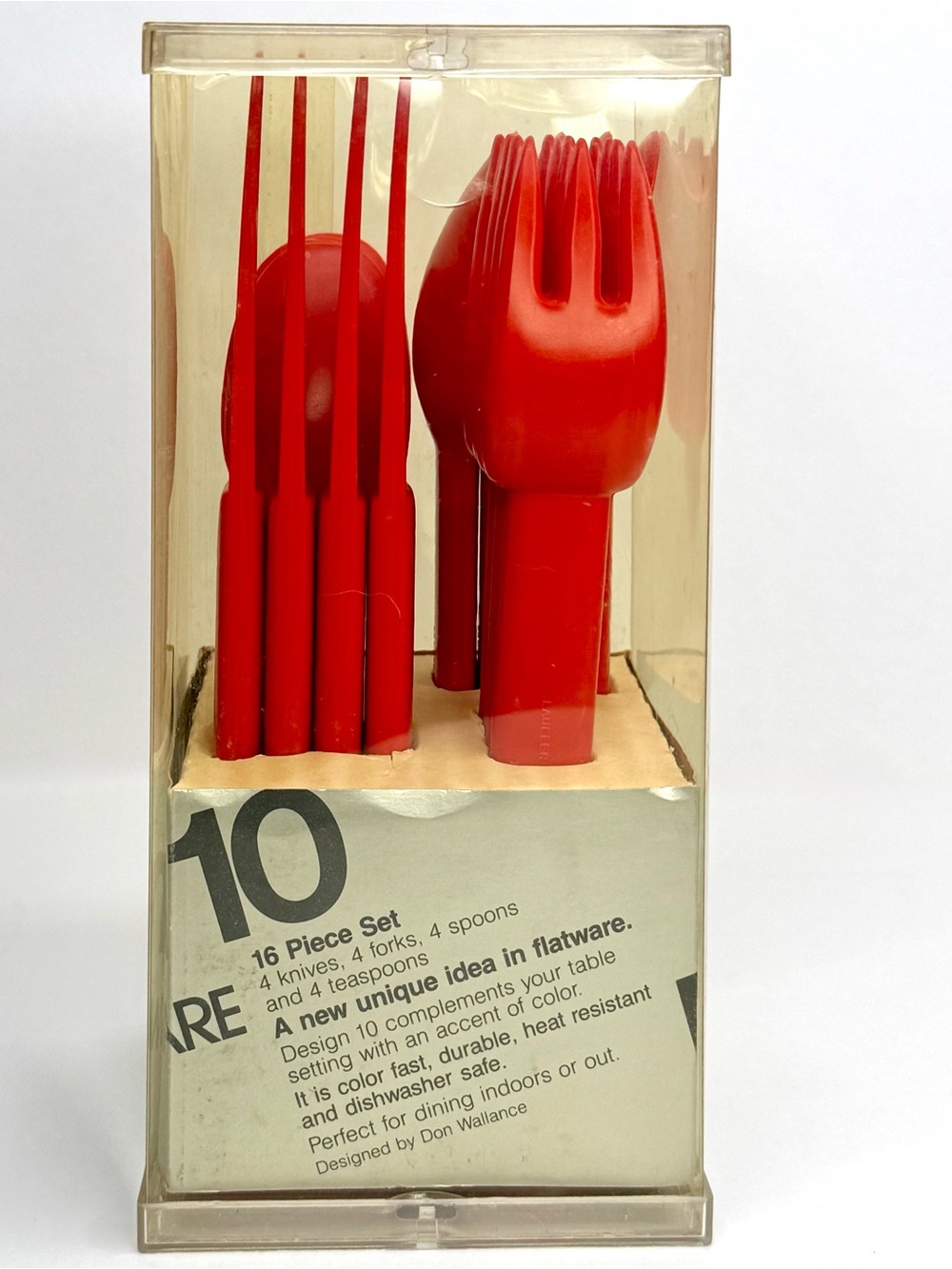 VTG Lauffer Design 10 Lexan Resin Red Flatware NIB 16 Piece Set DON WALLANCE MCM - Picture 4 of 8
